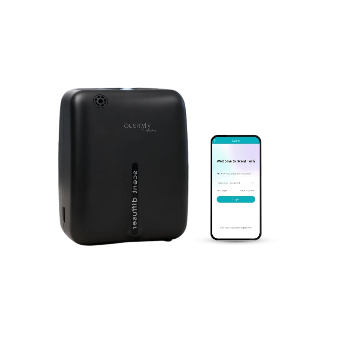 STARQ Tranquil Luxury Smart Air Scent Diffuser Waterless Aroma Machine App Control Cold Atomization Ultra Quiet No Heat Wall Mounted for Home & Office Includes Complimentary 100ml Starter Perfume