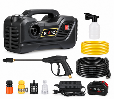 STARQ TurboMax 48V Cordless High Pressure Washer, 1020 Watts, 100 Bar, 8 LPM, with 1 x 4000mAh Batteries, 8 Meter Hose Portable Car, Bike, and Home Cleaning