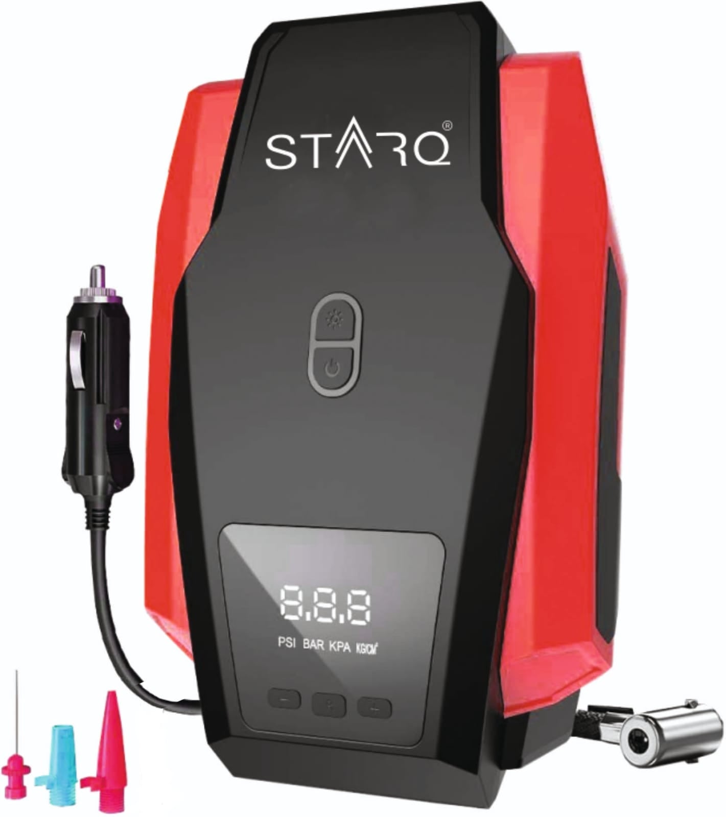 STARQ® Digital Car Tyre Inflator - 12V DC Portable Air Compressor with LED Light 200 Watts Upto 200Psi 1 Year Warranty(ST-TI-12A)