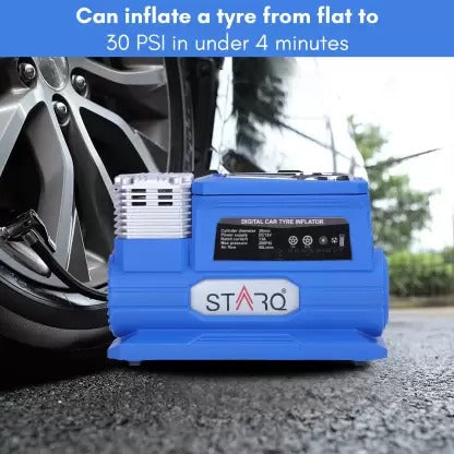 STARQ® Digital Car Tyre Inflator - 12V DC Portable Air Compressor with LED Light 200 Watts Upto 200Psi 1 Year Warranty(ST-TI-12B)
